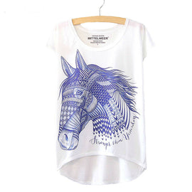 Purple Horse Printed Loose Shirt
