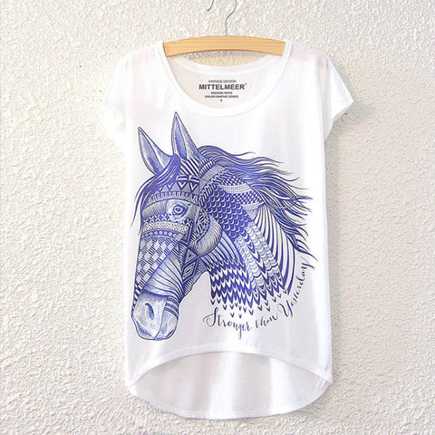 Purple Horse Printed Loose Shirt